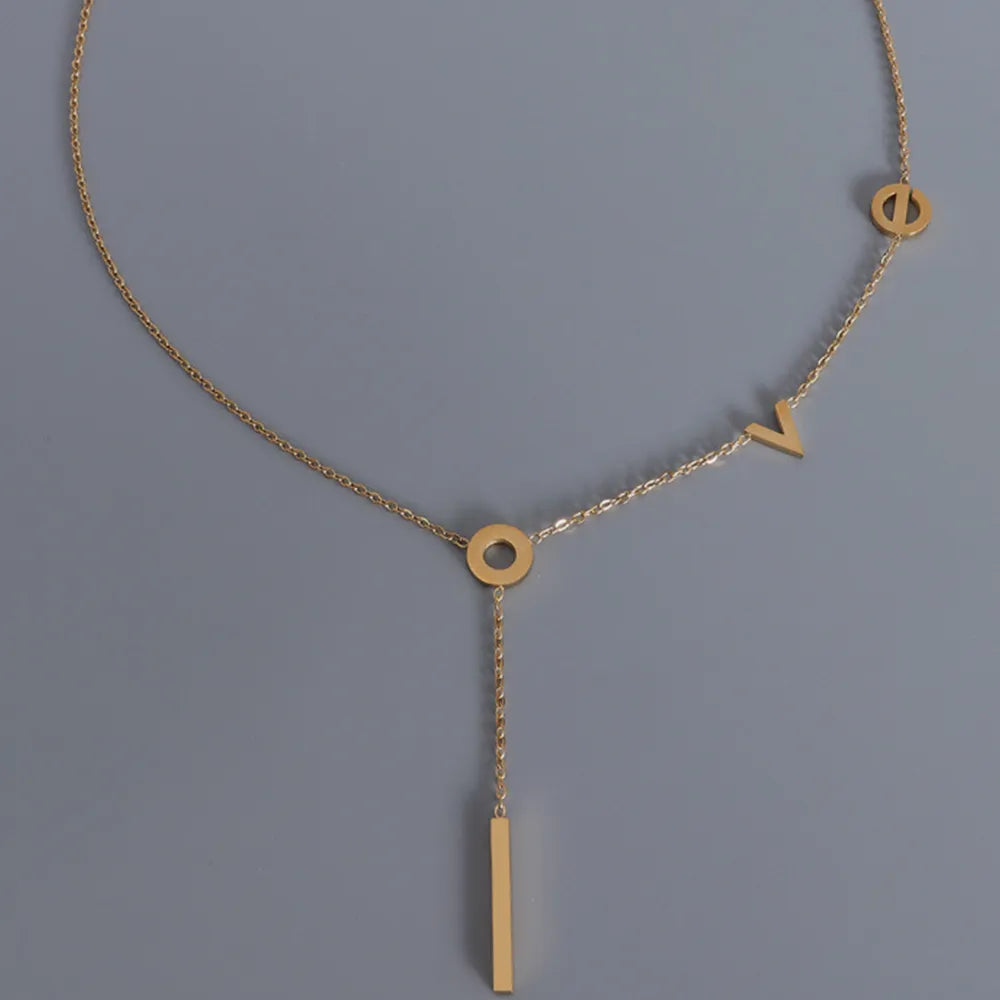 Minimal Y Lariat Letter Necklace, Gold Adjustable Drop Necklace for Daily Wear
