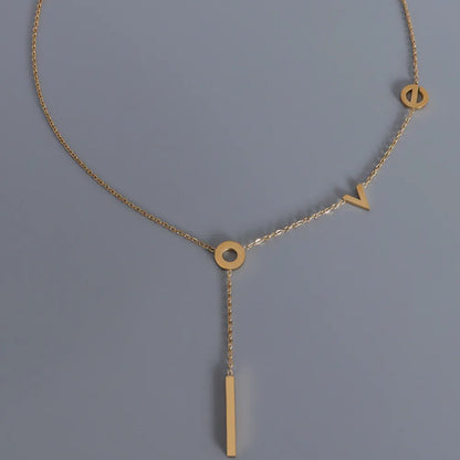 Minimal Y Lariat Letter Necklace, Gold Adjustable Drop Necklace for Daily Wear