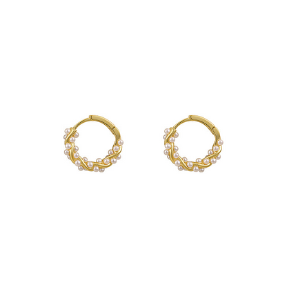 Twisted Pearl Earrings – Elegant Gold Finish