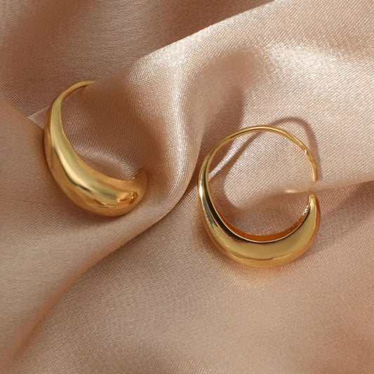 GOLD DROP HOOP EARRINGS (PAIR)