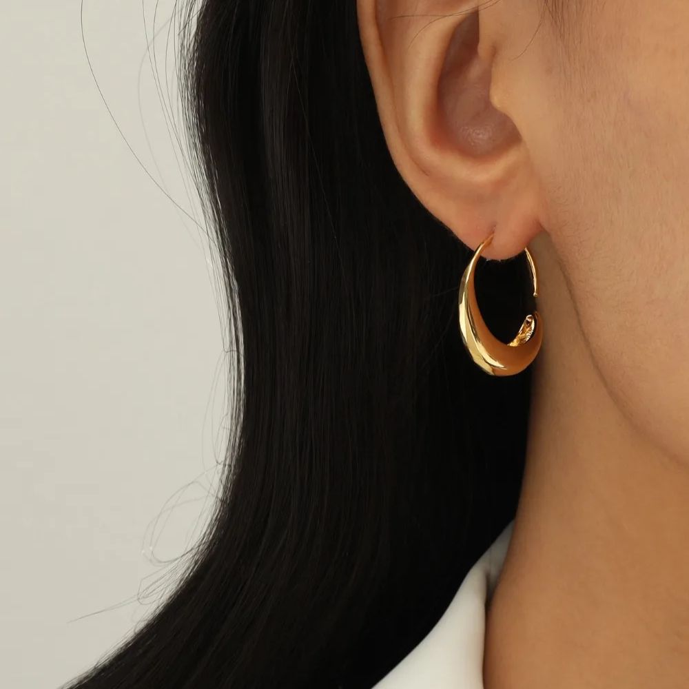 GOLD DROP HOOP EARRINGS (PAIR)