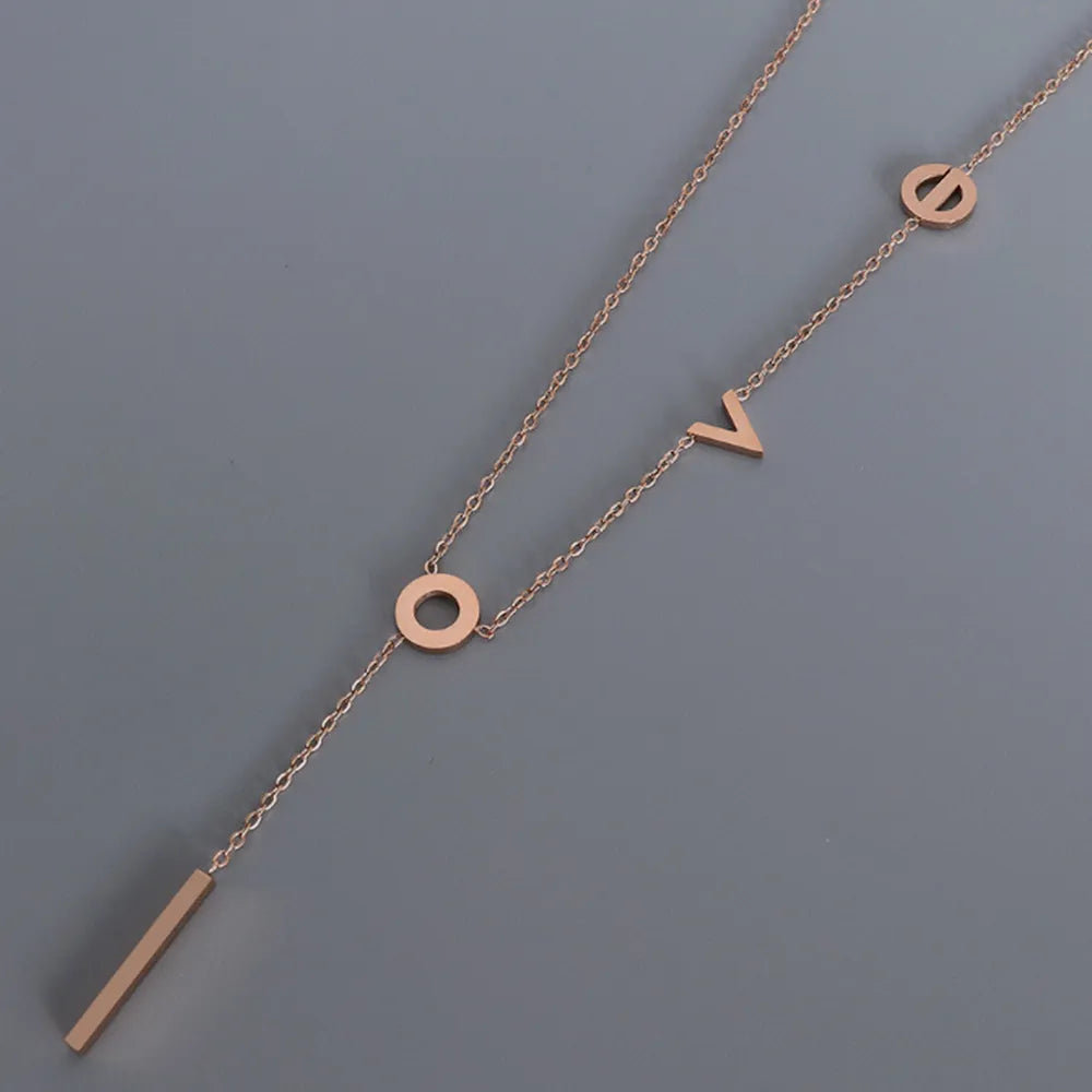 Minimal Y Lariat Letter Necklace, Gold Adjustable Drop Necklace for Daily Wear
