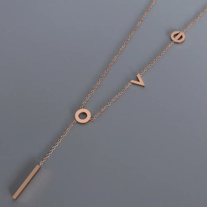 Minimal Y Lariat Letter Necklace, Gold Adjustable Drop Necklace for Daily Wear