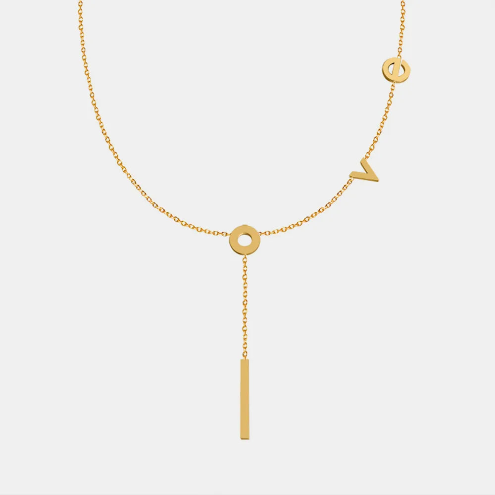 Minimal Y Lariat Letter Necklace, Gold Adjustable Drop Necklace for Daily Wear