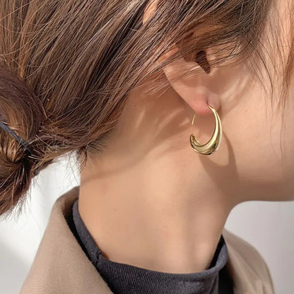 GOLD DROP HOOP EARRINGS (PAIR)