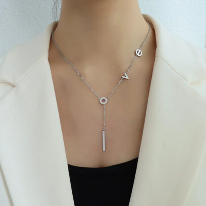 Minimal Y Lariat Letter Necklace, Gold Adjustable Drop Necklace for Daily Wear