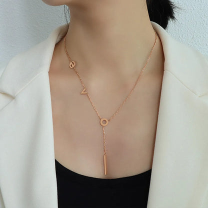 Minimal Y Lariat Letter Necklace, Gold Adjustable Drop Necklace for Daily Wear