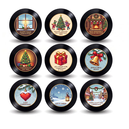 Christmas Vinyl Frame — Magnetic Fridge Music Player with Christmas Collectible Discs, LED Holiday Decor, Ideal Xmas Gift