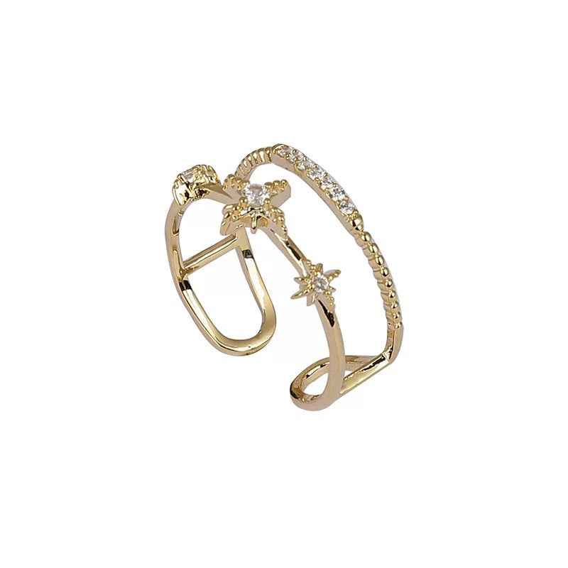 Star Dazzle Stackable Rings Set – Gold Finish