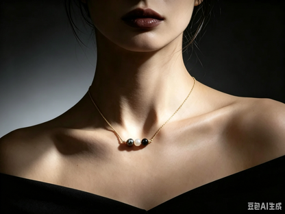 Black Agate & Hematite Beaded Necklace