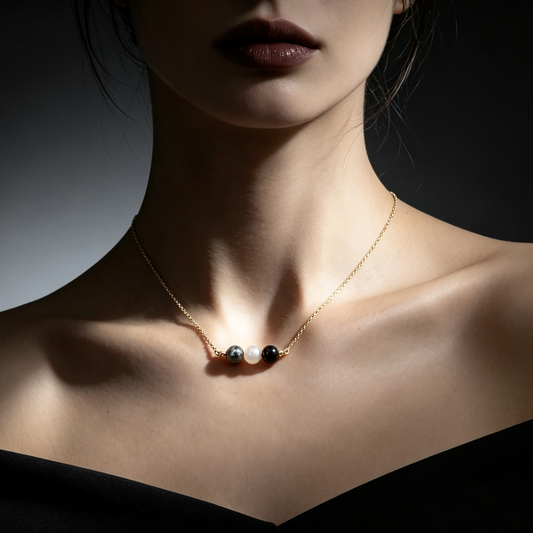 Black Agate & Hematite Beaded Necklace