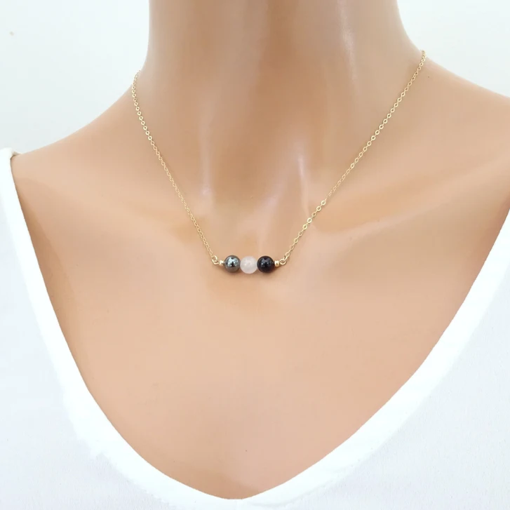 Black Agate & Hematite Beaded Necklace