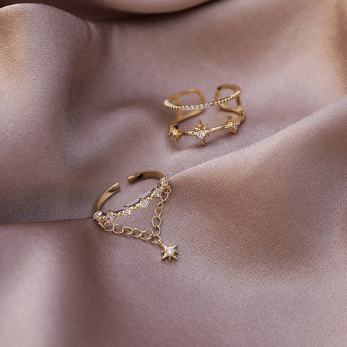 Star Dazzle Stackable Rings Set – Gold Finish